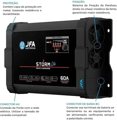 Fonte Automotiva JFA Storm 60a Bivolt Carregador SEMI NOVA