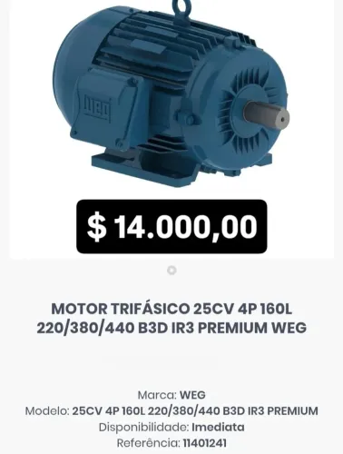Motor Elétrico Trifásico 25cv 4p Trifásico 160L 220/380/440V 