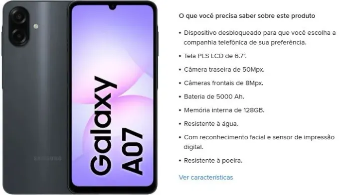 Vende - se A07 128gd tudo completo. 