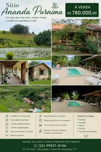 VENDO SÍTIO/CHÁCARA EM CAMPOS DOS GOYTACAZES PRONTO PARA USO( Porteira fechada)