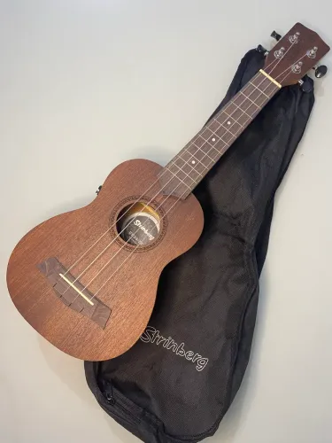 Ukulele Soprano Elétrico Strinberg Mogno Fosco Com Capa