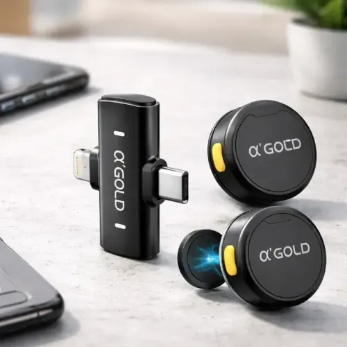 Microfone de Lapela Modelo Botão 2 em 1 iPhone e Android
