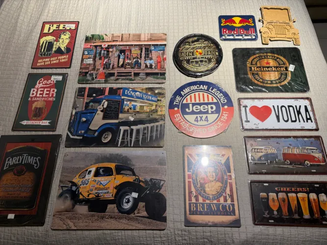 15 placas decorativas metálicas, cerâmicas e mdf, porta-chaves, porta retrato Jeep, 4x4