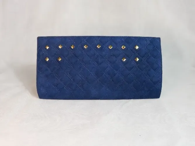 Bolsa Carteira Azul Royal com Tachinhas
