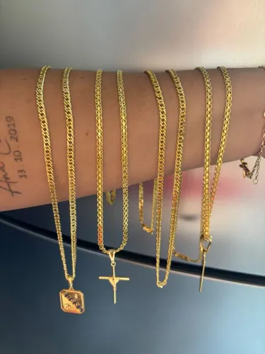 CORDÃO E PINGENTES BANHADOS A OURO 18K 22K 24K
