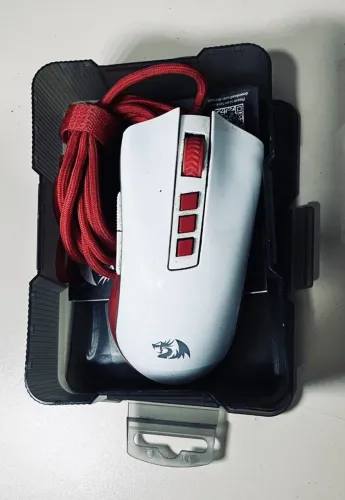 Mouse Gamer Redragon Griffin Branco/Vermelho USB Com Caixa Original