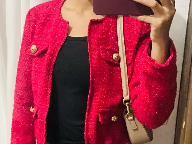 Jaqueta tweed feminina e elegante
