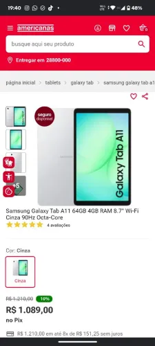 Tablet perfeito para estudos Galaxy tab A11