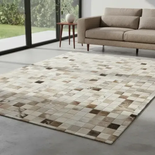 Tapete De Couro Natural Bovino Costurado 3,00 X 2,50 M