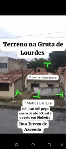 Vendo Terreno Gruta de Lourdes. Rua Tereza de Azevedo