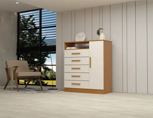 Cômoda/Sapateira 100% MDF e 5 Gavetas Madri - Entrega/Montagem Grátis Fortaleza