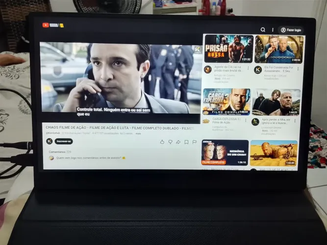 Monitor portátil 15,6` Full Hd 60 htz sem tela touch.