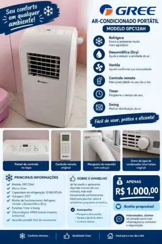 Ar condicionado portátil 110v GREE