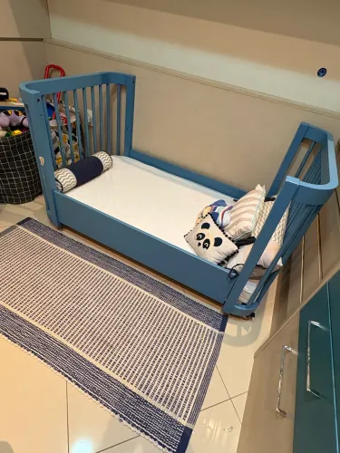 Berço Americano 3 em 1 Evolutivo Cor Azul - Quater