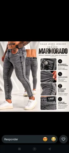 calça jeans marmorada 