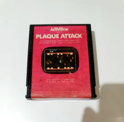 PLAQUE ATTACK ATARI 2600 CARTUCHO 100% ORIGINAL ACTIVISION AMERICANA JOGO RARIDADE COLEÇÃO