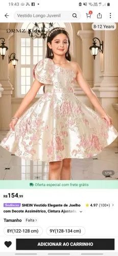VESTIDO FEMININO INFANTIL NOVO SEM USO