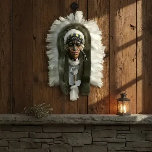 Máscara indígena - escultura artesanal - índio norte-americano