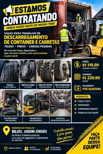 Carga e descarga R$110 por dia!
