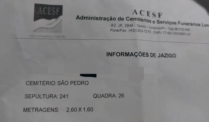 Jazigo cemitério São Pedro em Londrina