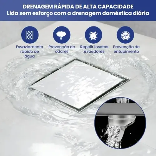 Ralo Linear 15x15 Square Quadrado Tampa Oculta 304 Aco Inox