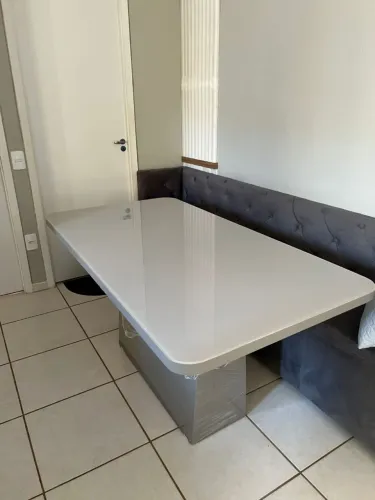 Mesa de Jantar Retangular Luxo com Vidro Laqueado 