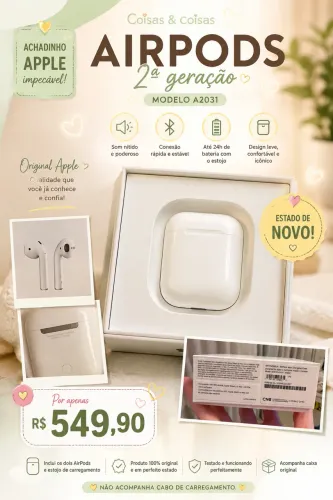 AirPods A2031 2 geração Apple