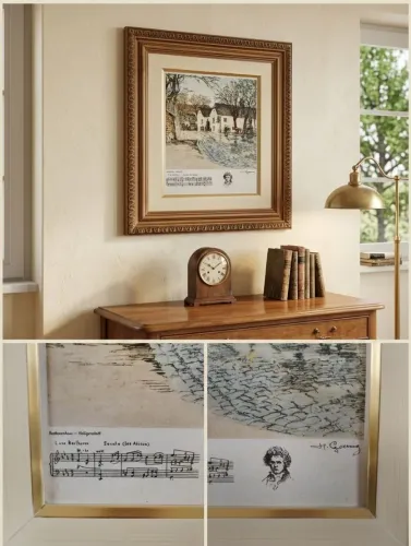Quadro Decoração Clássica - Gravura Beethoven / H. Goering