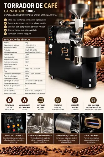 Torrador de cafe a gas