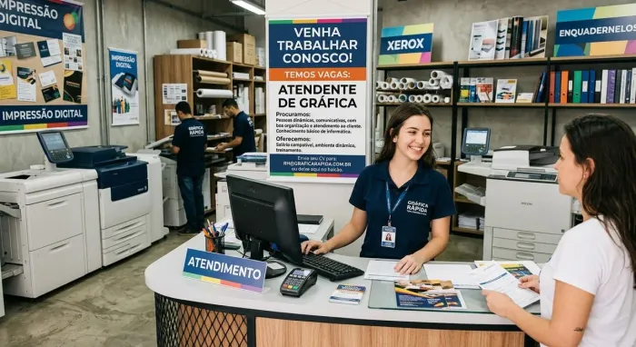 Vaga para atendente em Gráfica Rápida