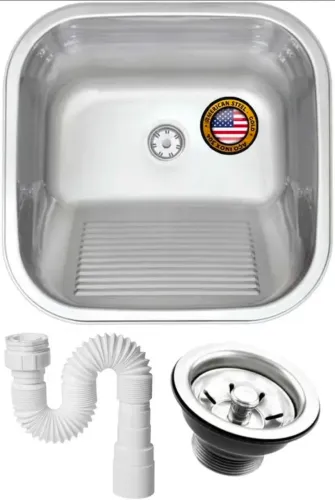 Tanque Inox Lvanderia American Steel 40X40 Fosco Acetinado 22L Inox 304 + Válvula