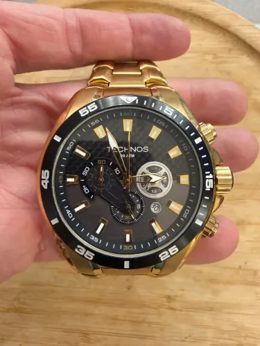 Relógio masculino dourado Technos