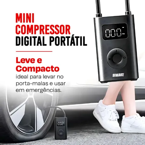 Mini Compressor Digital Simake Bomba De Encher Pneus Portátil Para Carro Bicicleta..