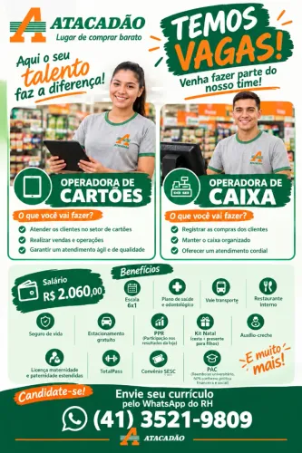 VAGAS DE EMPREGO ATACADÃO - CURITIBA JARDIM BOTANICO