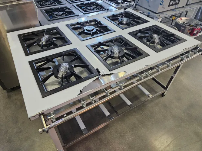 fogão industrial inox com 6 queimadores duplos 40x40 - novo