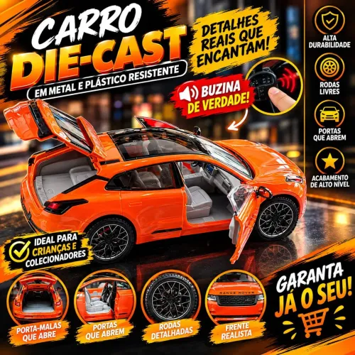 Carro Zeekr 001 Laranja Metálico Anda a Corda Abre as Portas e Buzina Novo Promoção