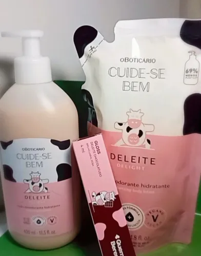 Kit deleite O Boticário -Hidratante + Refil + Brinde Gloss lançamento Deleite