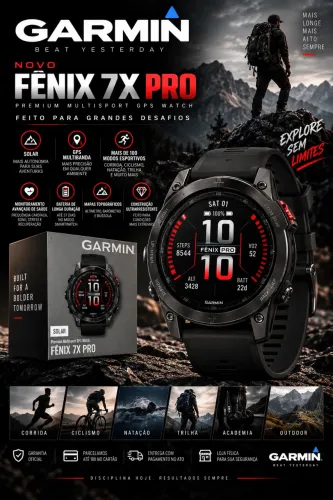 Garmin Fenix 7x Pro Amoled lacrado Preto loja física BH