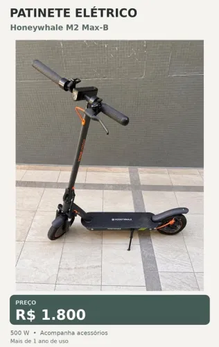 Patinete elétrico Honeywhale M2 Max-B 500 W com acessórios