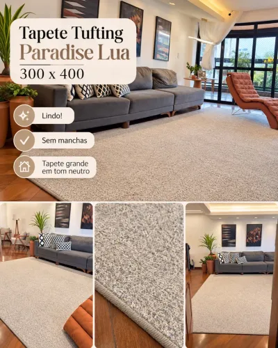 TAPETE TUFTING PARADISE LUA 3x4 METROS, LINDÍSSIMO!