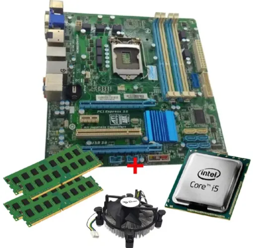 PLACA Q77 + 12 GB DE RAM + COLER+ PROCESSADOR + GT210