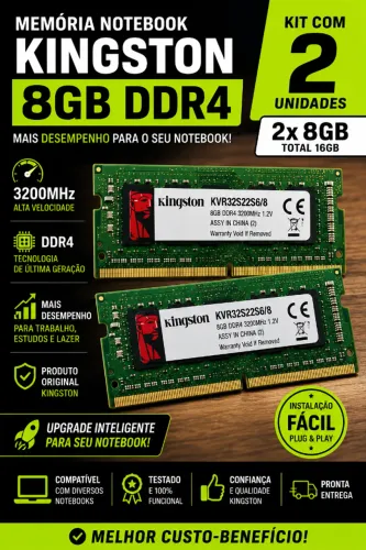 Memória Notebook Kingston 2x8 - 16GB DDR4 3200MHz