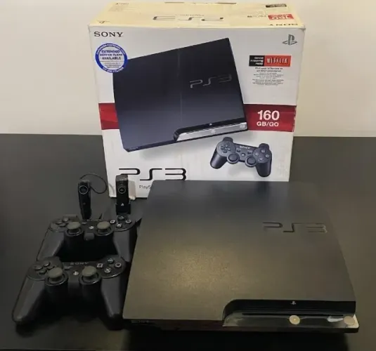 PlayStation 3 Slim CECH-2501A 500GB + 2 Controles + 2 Headsets + Caixa