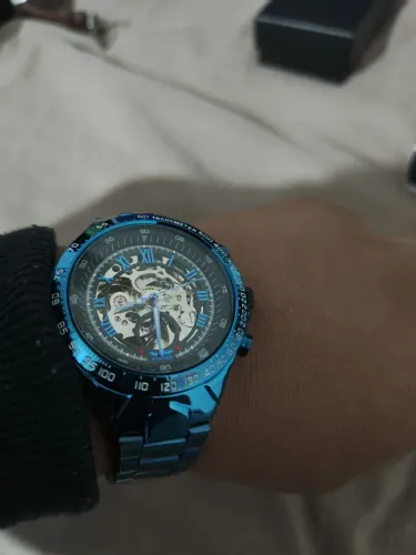 Relógio Automático WINNER Skeleton Azul Metálico - Edição Limited Edition