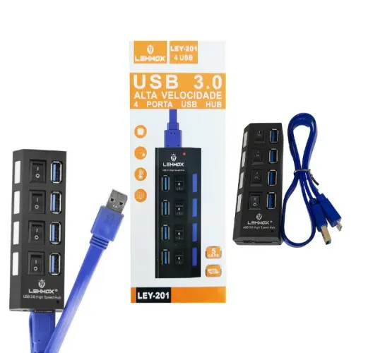 Hub Usb 3.0 4 Portas Chaveado Lehmox