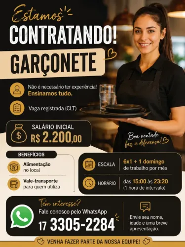Vaga para Garçonete