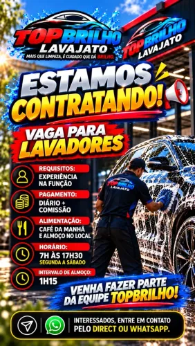 Lava jato topbrilho está com vagas