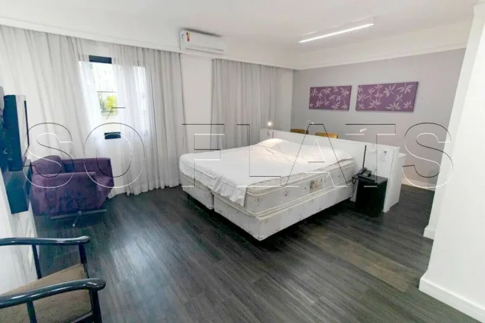 Flat mobiliado 33m² 1 dormitório 1 vaga de garagem, disponível para locação em Moema.