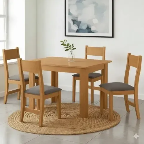 Mesa Palace Grafite 1,10m com 4 Cadeiras - Pronta Entrega