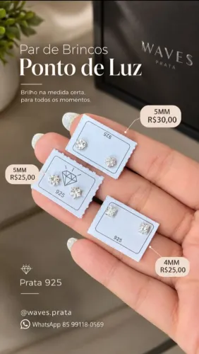 Par de Brincos Ponto de Luz Prata 925
